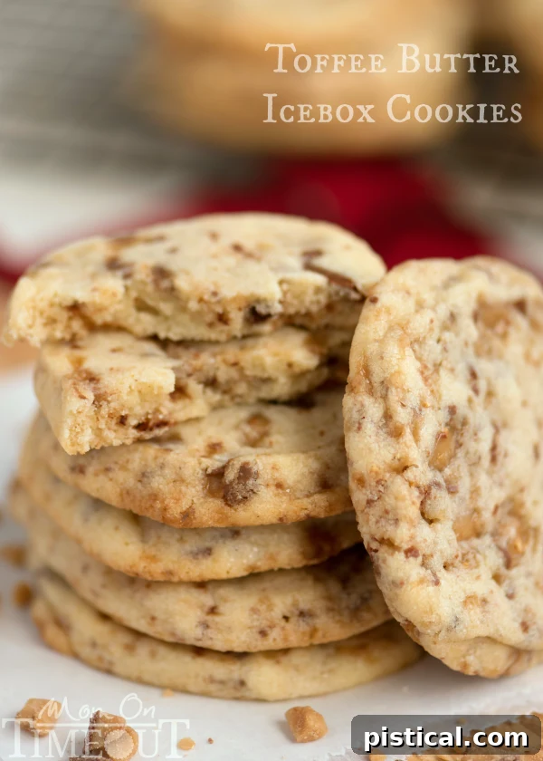 Glorious melt in your mouth Toffee Butter Icebox Cookies. Deliciously buttery and perfectly rich, this easy cookie recipe is the perfect dessert for any day!