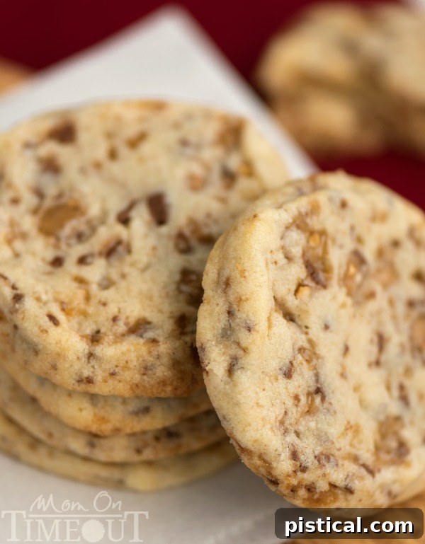 Toffee Butter Icebox Cookies: buttery, rich, and easy dessert with Heath toffee bits.