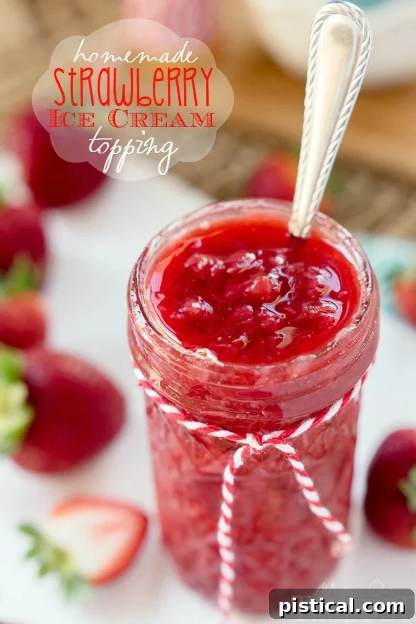 This Easy Homemade Strawberry Topping recipe is the perfect way to jazz up your ice cream tonight! Also the perfect topping for waffles, French toast, and so much more!