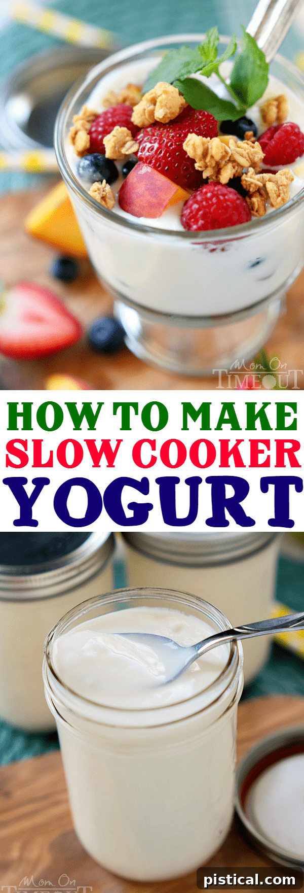 Final image of delicious homemade slow cooker yogurt in jars.
