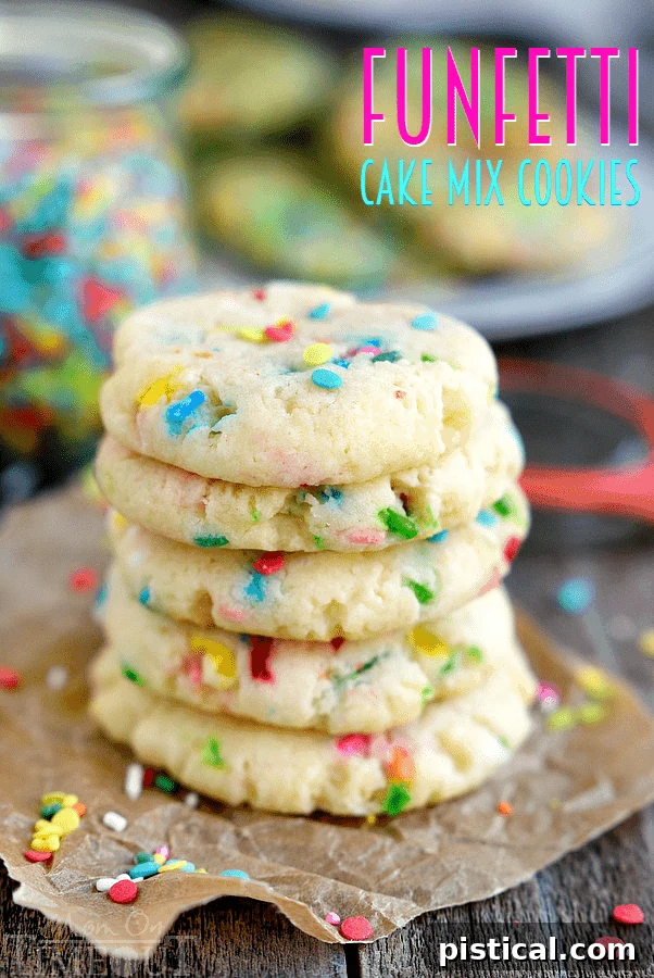 Delicious Funfetti Cake Mix Cookies arranged beautifully on a plate, ready for serving at a party.