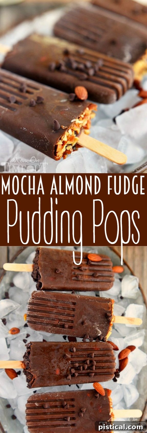 Mocha Almond Fudge Pudding Pops stack