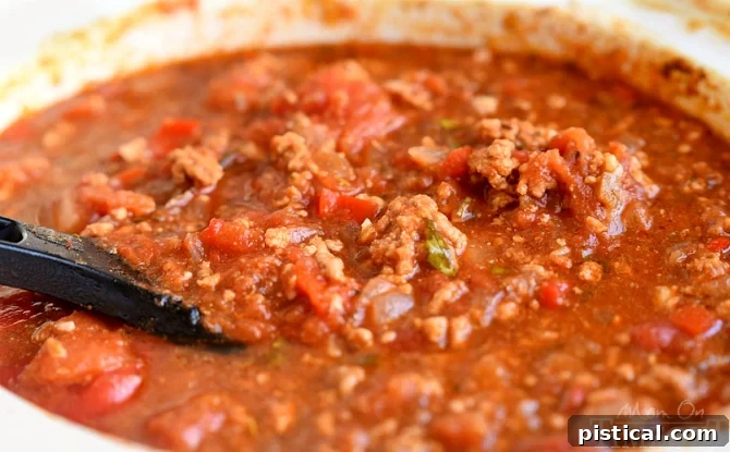 Slow Cooker Spaghetti Sauce Slow cooker spaghetti sauce simmering to perfection