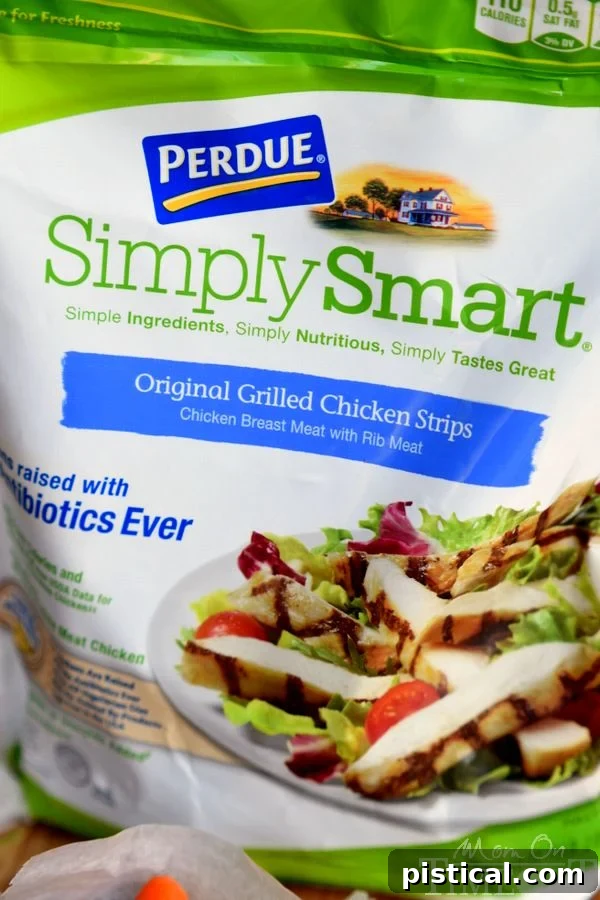 PERDUE Simply Smart Original Grilled Chicken Strips package, highlighting its convenience and quality for quick meal preparation. | MomOnTimeout.com | #ad