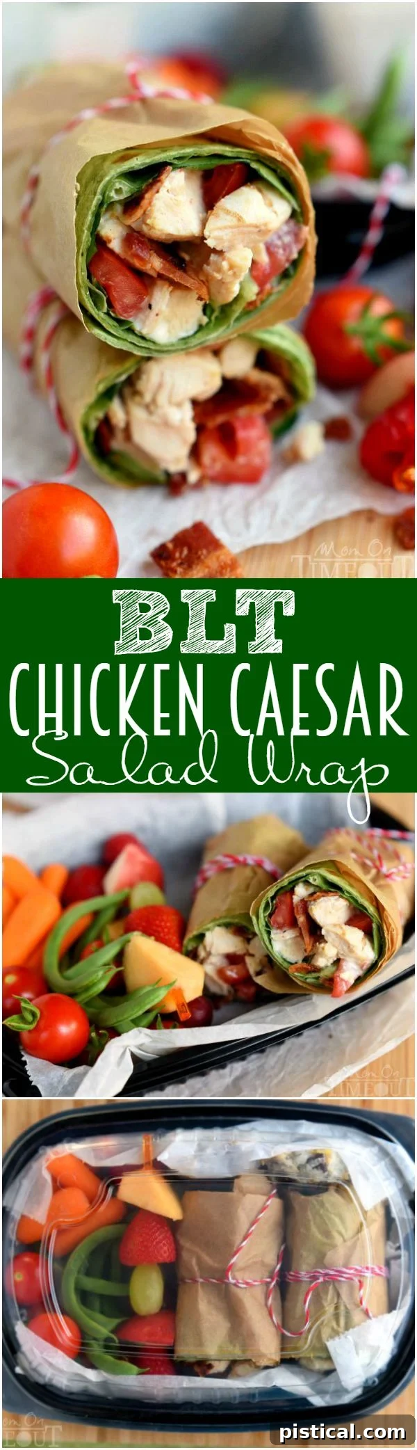 A selection of BLT Chicken Caesar Salad Wraps presented on a platter, ready to be served. Ideal for parties, lunch boxes, or picnics. | MomOnTimeout.com | #recipe #ad